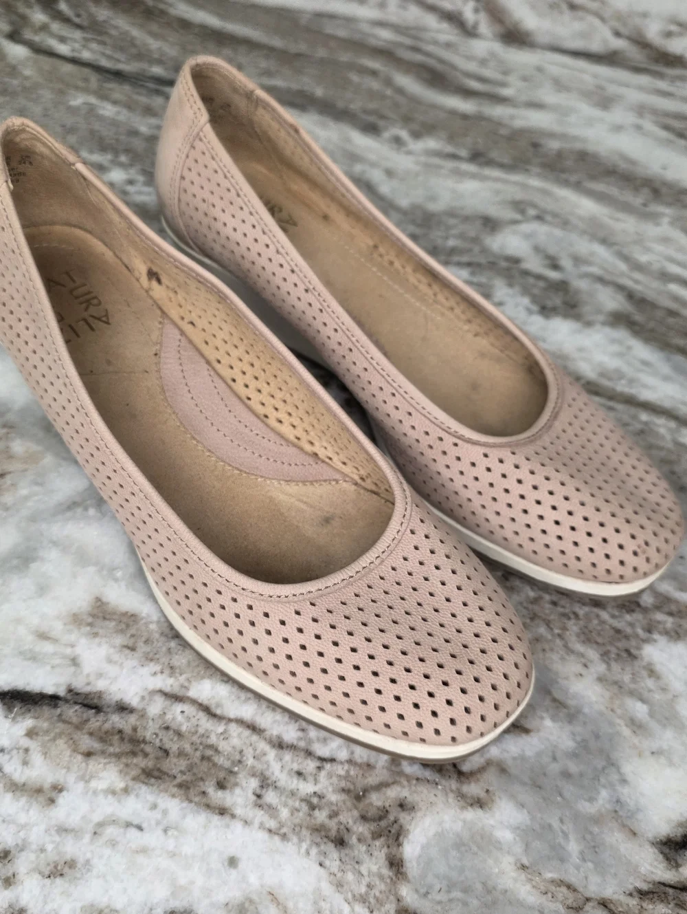Naturalizer Betina 2 Laser Cut Wedge Pumps - Beige Women's Size 7.5M